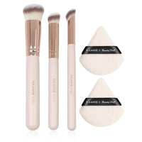 Maange 3Pcs Makeup Brushes + 2Pcs Triangle Powder Puff Set