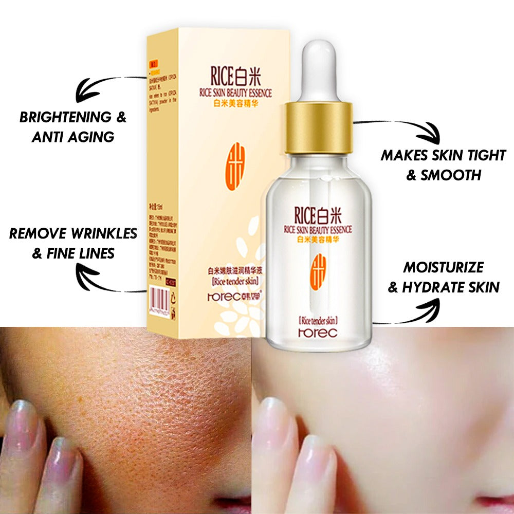 Rorec White Rice Serum for Face Whitening Fine Lines Makeup Primer Serum 15ml